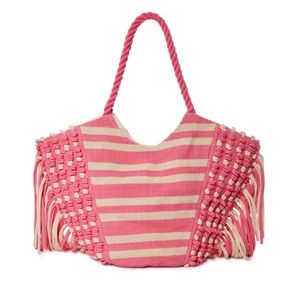 Women's Adult Fringe Tote Handbag Pink Passion